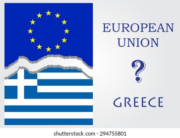 EU-Greece relations.Greece crisis.Vector illustration.