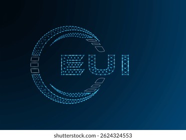 EUI low poly letter logo vector design. EUI lower poly logo design. Low poly logo.