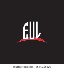 Diseño del logotipo de la letra de EUL con el fondo blanco en ilustrador, fuente moderna del alfabeto del logotipo del Vector