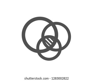 Euler diagram icon. Eulerian circles sign. Relationships chart symbol. Quality design element. Classic style icon. Vector