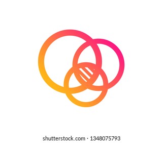 Euler diagram icon. Eulerian circles sign. Relationships chart symbol. Classic flat style. Gradient euler diagram icon. Vector