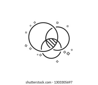 Euler diagram line icon. Eulerian circles sign. Relationships chart symbol. Geometric shapes. Random cross elements. Linear Euler diagram icon design. Vector
