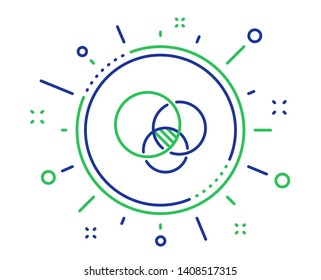 Euler diagram line icon. Eulerian circles sign. Relationships chart symbol. Quality design elements. Technology euler diagram button. Editable stroke. Vector