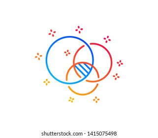 Euler diagram line icon. Eulerian circles sign. Relationships chart symbol. Gradient design elements. Linear euler diagram icon. Random shapes. Vector
