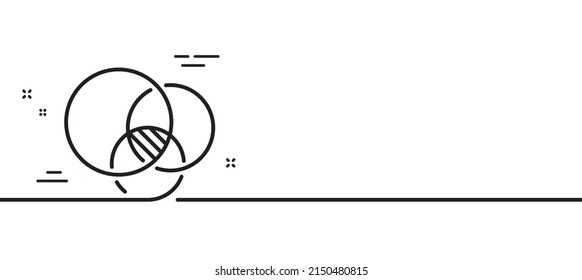 Icono de línea de diagrama más largo. Signo de círculos eulerianos. Símbolo del gráfico de relaciones. Fondo mínimo de la ilustración de línea. Banner de patrón de icono de línea de diagrama de línea de diagrama de flujo. Concepto de plantilla web blanca. Vector