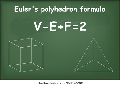 Euler polyhedron formula on chalkboard vector
