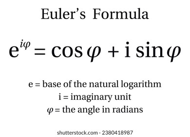 Euler's Formula on the white background. Education. Science.  Vector illustration.