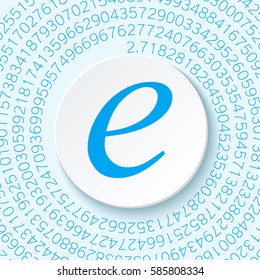 Euler's number with a shadow on a digital background. Mathematical constant, decimal irrational number, base of the natural logarithm. Abstract digital vector illustration. Napier's constant.