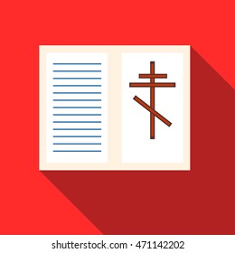 Eulogy icon in flat style with long shadow. Death symbol