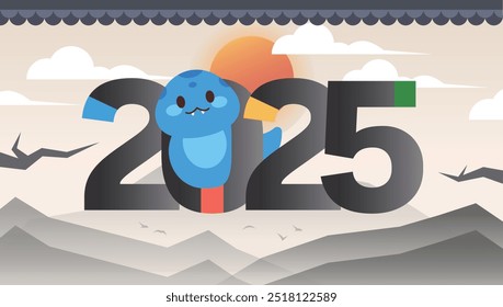 Eulsa Year Blue Snake 2025 Typografie