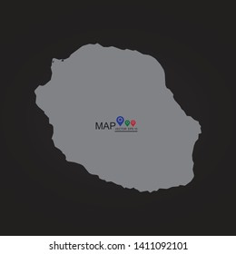 eunion Map Outline Shape Black on White Vector Illustration, High detailed black illustration map -Reunion. - Vector