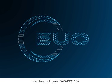 Diseño de Vector de logotipo de letra polivinílica baja EUO. Diseño de logotipo de poliéster inferior de la UE. Logotipo de poliéster bajo.