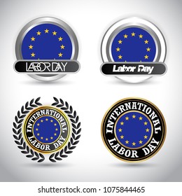 Euorpean Union Flag with labour day design vector 