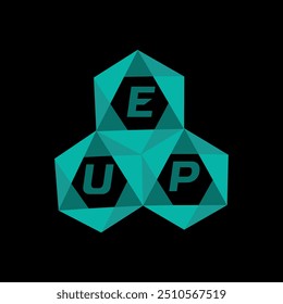 Logotipo de letra minimalista creativa de EUP. Diseño único del logotipo de la letra del alfabeto de las iniciales del Vector de EUP
