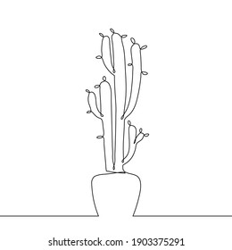 Euphorbia isolated on white background. Continuous one line drawing. Vector illustration in line art style.