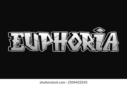 Euphoria - single word, letters graffiti style. Vector hand drawn logo. Funny cool trippy word Euphoria, fashion, graffiti style print t-shirt, poster concept