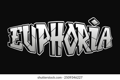 Euphoria - letras de una sola palabra, estilo de graffiti. Logotipo dibujado a mano de Vector. Camiseta divertida de la impresión del estilo del graffiti, de la moda, de la euforia, concepto del cartel