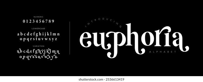 Euphoria tipografia beleza moda elegante minimalista serif italic fontes decorativo casamento vintage retro logos. Logotipo de fonte de luxo mínimo alfabeto. Ilustração vetorial