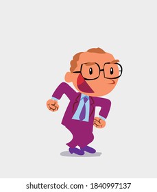 Euphoric cartoon character of businessman makes plans