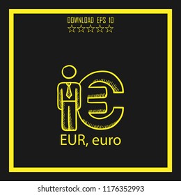 EUR, Euro sketch vector icon
