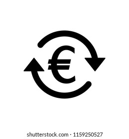 EUR Symbol circled by two arrows, Money flow,Euro Exchange, Circulation, Vector illustration