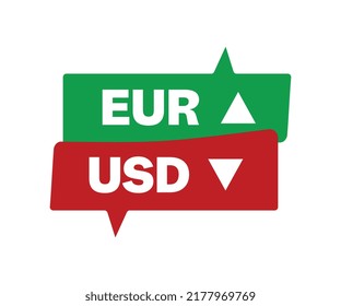 EUR USD symbol icon up down currency forex sign.