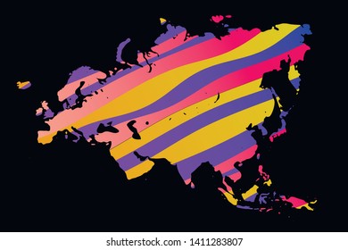 Eurasia colorful vector map silhouette