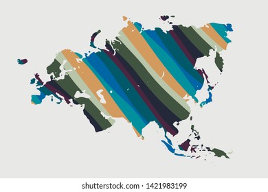 Eurasia colorful vector map silhouette
