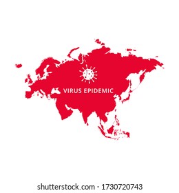 Eurasia Continent World Virus Epidemic country, Eurasian map illustration, vector isolated on white background