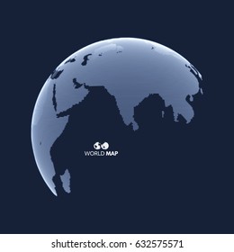 Eurasia. Earth globe. Global business marketing. Dotted style. Design for education, science, web presentations.