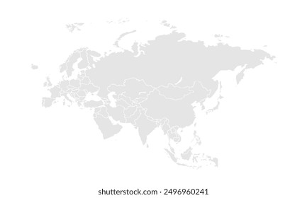 Eurasia Grayscale,isolated on white background for website layouts,background,education, precise,customizable,Travel worldwide,map silhouette backdrop,earth geography, political,reports.