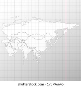 Eurasia map in a cage on a white background vector
