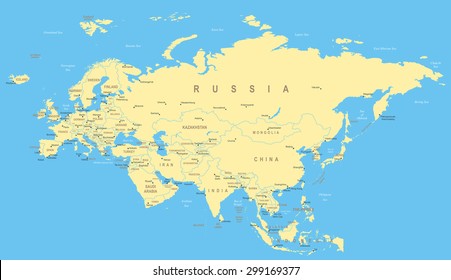 Eurasia map - highly detailed vector illustration