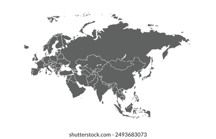 Eurasia map isolated on white background. for website layouts, background, education, precise, customizable, Travel worldwide, map silhouette backdrop, earth geography, political, reports.