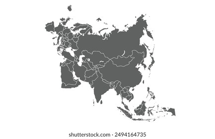 Eurasia map isolated on white background.for website layouts, background,education,precise, customizable,Travel worldwide, map silhouette backdrop,earth geography, political,reports.