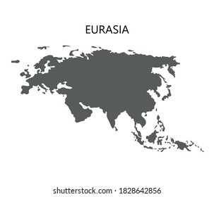 Eurasia. Vector silhouette of the continent. Mainland. Gray land.