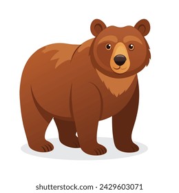 Eurasian brown Bear flat Vector illustration on white background