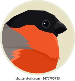 Eurasian bullfinch bird Vector illustration Round frame set