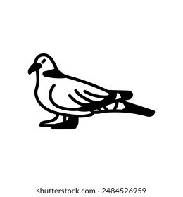 Eurasian Collared Dove Glyph Icon, Vector illustration