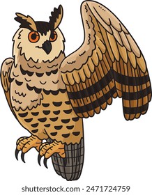 Eurasian Eagle Owl Cartoon Colored Clipart 