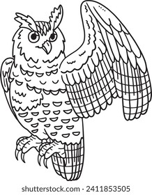 Eurasian Eagle Owl Isolated Coloring Page for Kids