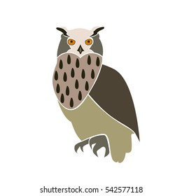 Eurasian eagle owl, isolated vector