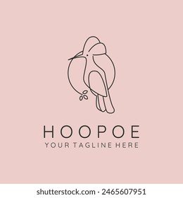 eurasian hoopoe bird line art line art logo vector symbol illustration design