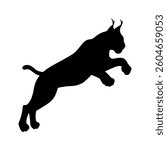 Eurasian lynx jump silhouette vector flat illustration design.