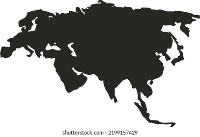 Mapa vectorial de la región euroasiática. Mapa del contorno de Europa y Asia. Geografía y topografía.