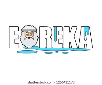 Eureka Archimedes face. Ancient greek mathematician, physicist. Great discovery