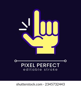 Eureka gesture pixel perfect RGB color icon for dark theme. Sudden creative idea and solution. Inspiration. Simple filled line drawing on night mode background. Editable stroke. Poppins font used