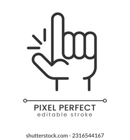 Eureka gesture yellow pixel perfect linear icon. Sudden creative idea. Exclamation and gesture. Thin line illustration. Contour symbol. Vector outline drawing. Editable stroke. Poppins font used