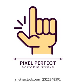 Eureka gesture yellow pixel perfect RGB color icon. Sudden creative idea. Exclamation and gesture. Isolated vector illustration. Simple filled line drawing. Editable stroke. Poppins font used