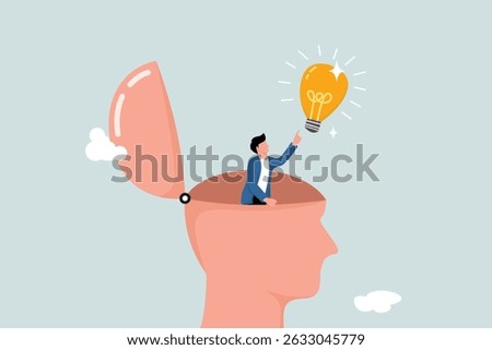 Eureka moment is finding a new idea or solution to solve a problem, insight, inspiration or innovation of creativity. The man with the eureka moment found a light bulb idea in his head.